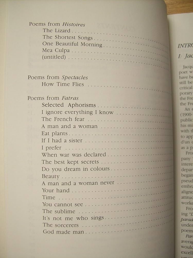 Amazon | Selected Poems of Jacques Prevert | Prevert